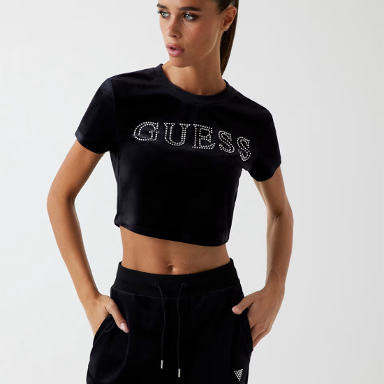 Guess Γυναικεία κοντομάνικη μπλούζα Couture Crop Tee